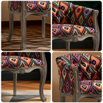 LIVARA Color Patchwork Vintage Accent Armchair Chair Upholstery Wood Fabric Tufted Single Multicolor Elegant Backrest Frame Living Room Colorful Sofa Solid Patchwork Fabric