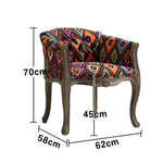 LIVARA Color Patchwork Vintage Accent Armchair Chair Upholstery Wood Fabric Tufted Single Multicolor Elegant Backrest Frame Living Room Colorful Sofa Solid Patchwork Fabric