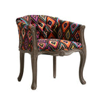 LIVARA Color Patchwork Vintage Accent Armchair Chair Upholstery Wood Fabric Tufted Single Multicolor Elegant Backrest Frame Living Room Colorful Sofa Solid Patchwork Fabric