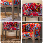 LIVARA Color Patchwork Vintage Accent Armchair Upholstery Wood Living Single Backrest Colorful Tufted Room Sofa Frame Chair Fabric Solid Elegant Patchwork Red