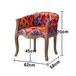 LIVARA Color Patchwork Vintage Accent Armchair Upholstery Wood Living Single Backrest Colorful Tufted Room Sofa Frame Chair Fabric Solid Elegant Patchwork Red
