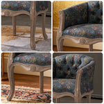 LIVARA Color Patchwork Vintage Accent Armchair Single Patchwork Living Sofa Fabric Frame Colorful Upholstery Wood Chair Solid Room Tufted Backrest Elegant Blue