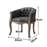 LIVARA Color Patchwork Vintage Accent Armchair Single Patchwork Living Sofa Fabric Frame Colorful Upholstery Wood Chair Solid Room Tufted Backrest Elegant Blue