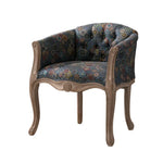 LIVARA Color Patchwork Vintage Accent Armchair Single Patchwork Living Sofa Fabric Frame Colorful Upholstery Wood Chair Solid Room Tufted Backrest Elegant Blue