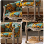 LIVARA Color Patchwork Vintage Accent Armchair Living Chair Room Patchwork Backrest Sofa Fabric Colorful Single Frame Upholstery Tufted Elegant Wood Solid Green