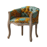 LIVARA Color Patchwork Vintage Accent Armchair Living Chair Room Patchwork Backrest Sofa Fabric Colorful Single Frame Upholstery Tufted Elegant Wood Solid Green