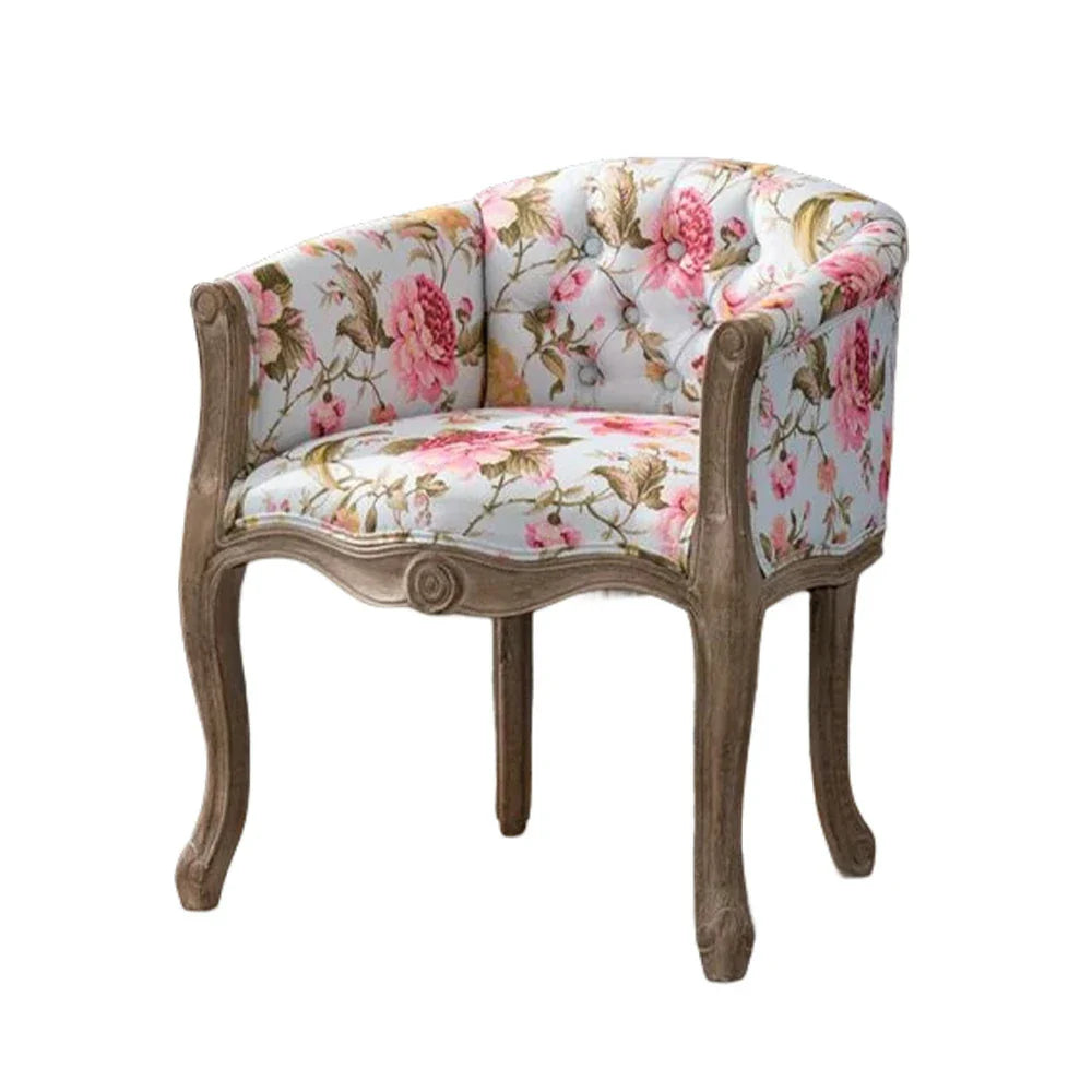 LIVARA Color Patchwork Vintage Accent Armchair Solid Frame Living Room Elegant Patchwork Chair Tufted Single Sofa Upholstery Backrest Fabric Wood Colorful Pink