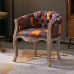 LIVARA Color Patchwork Vintage Accent Armchair Frame Tufted Colorful Solid Chair Sofa Living Elegant Wood Backrest Room Patchwork Single Upholstery Fabric Purple