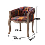 LIVARA Color Patchwork Vintage Accent Armchair Frame Tufted Colorful Solid Chair Sofa Living Elegant Wood Backrest Room Patchwork Single Upholstery Fabric Purple