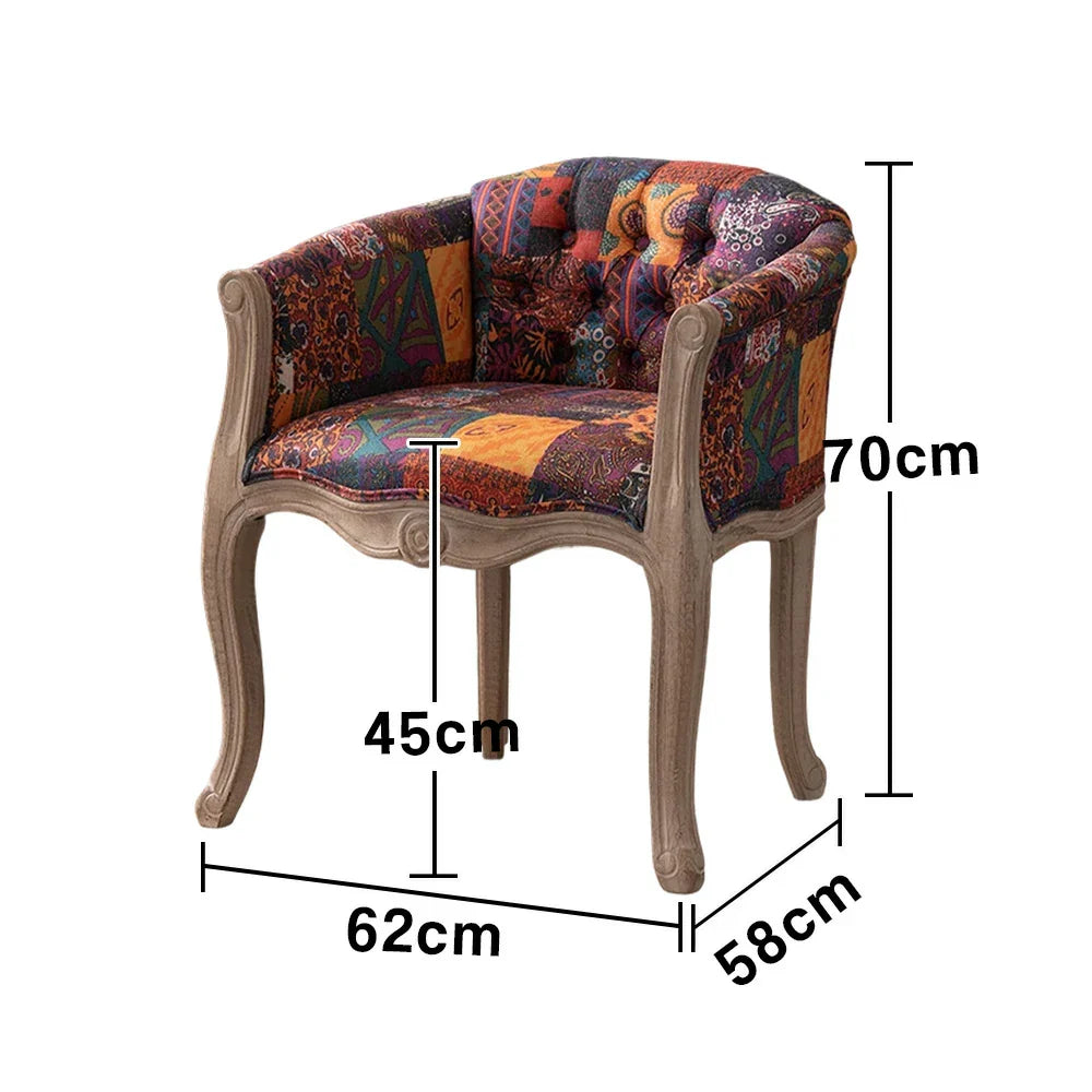 LIVARA Color Patchwork Vintage Accent Armchair Frame Tufted Colorful Solid Chair Sofa Living Elegant Wood Backrest Room Patchwork Single Upholstery Fabric Purple
