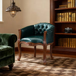 LIVARA Color Patchwork Vintage Accent Armchair Room Living Upholstery Patchwork Elegant Sofa Frame Solid Wood Chair Tufted Colorful Backrest Single Fabric Green