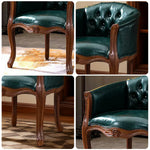 LIVARA Color Patchwork Vintage Accent Armchair Room Living Upholstery Patchwork Elegant Sofa Frame Solid Wood Chair Tufted Colorful Backrest Single Fabric Green