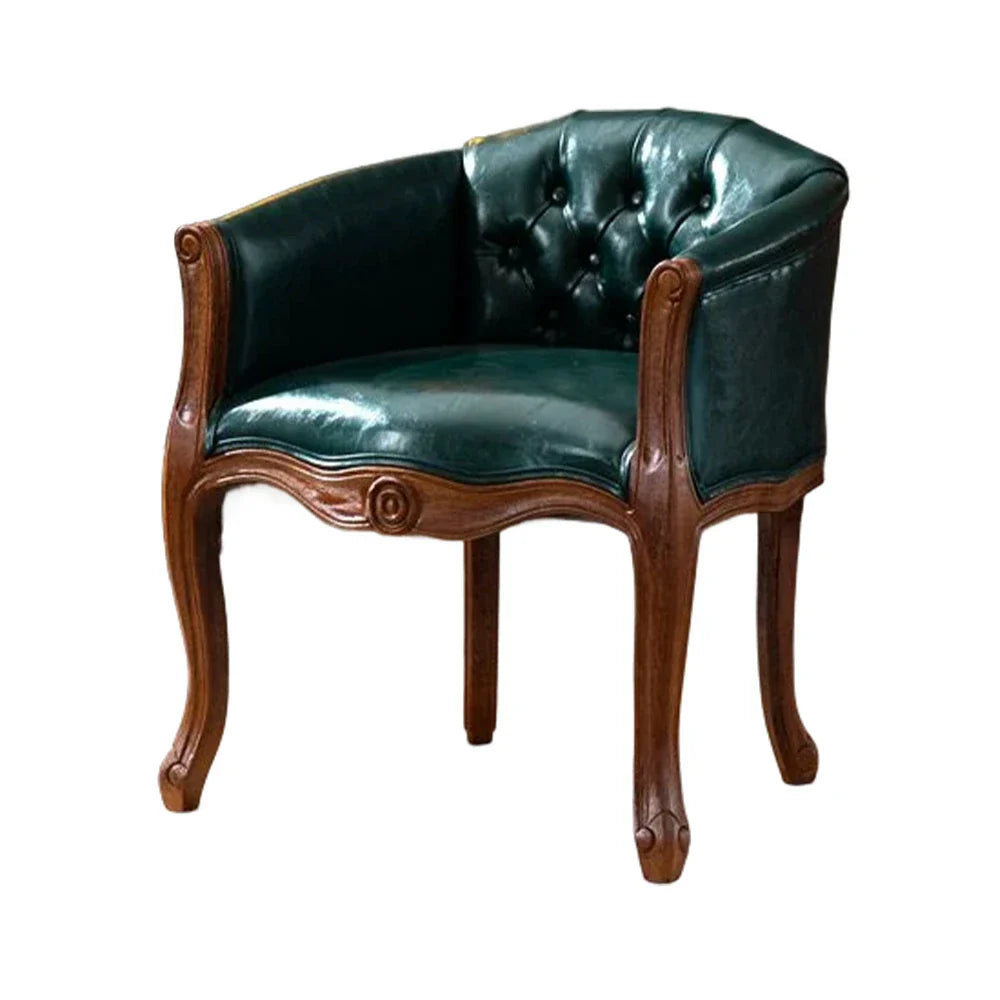 LIVARA Color Patchwork Vintage Accent Armchair Room Living Upholstery Patchwork Elegant Sofa Frame Solid Wood Chair Tufted Colorful Backrest Single Fabric Green