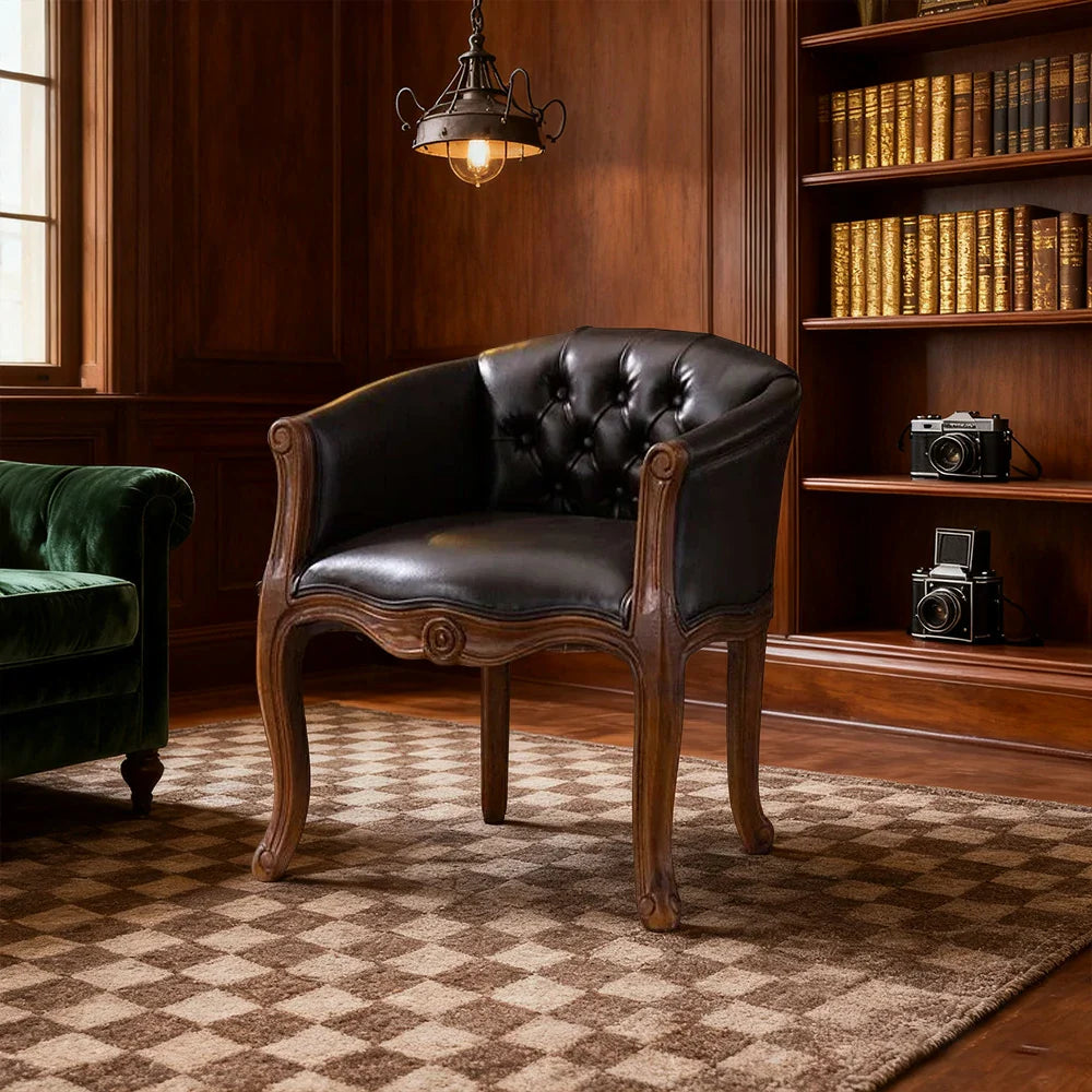 LIVARA Color Patchwork Vintage Accent Armchair Living Patchwork Solid Backrest Fabric Elegant Colorful Room Frame Single Sofa Tufted Wood Upholstery Chair Coffee