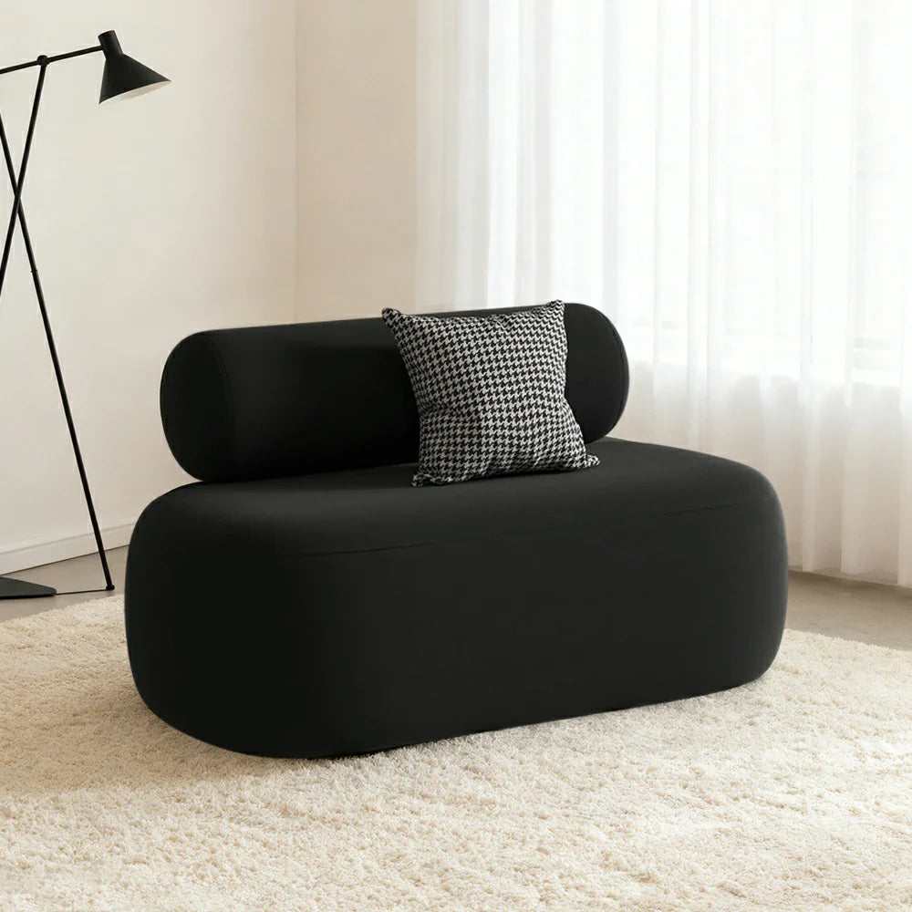 LIVARA 90/120/180cm Design, High-Density Sponge, Sofa Comfort - Ergonomic Soft Velvet Upholstered, Curved Touch, Durable Black