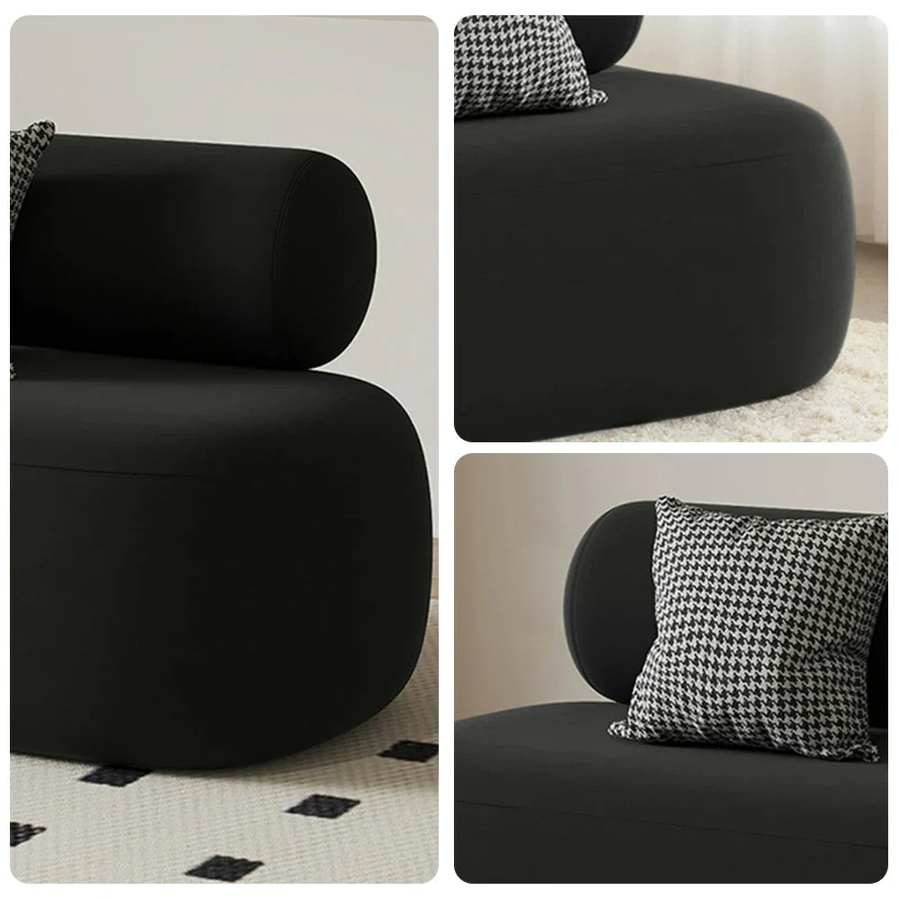 LIVARA 90/120/180cm Design, High-Density Sponge, Sofa Comfort - Ergonomic Soft Velvet Upholstered, Curved Touch, Durable Black
