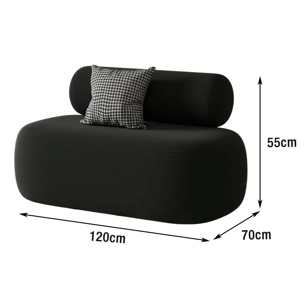 LIVARA 90/120/180cm Design, High-Density Sponge, Sofa Comfort - Ergonomic Soft Velvet Upholstered, Curved Touch, Durable Black