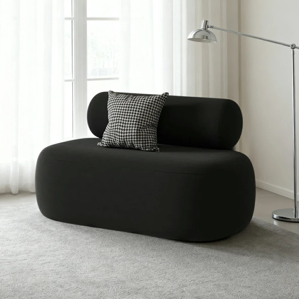 LIVARA 90/120/180cm Design, High-Density Sponge, Sofa Comfort - Ergonomic Soft Velvet Upholstered, Curved Touch, Durable Black
