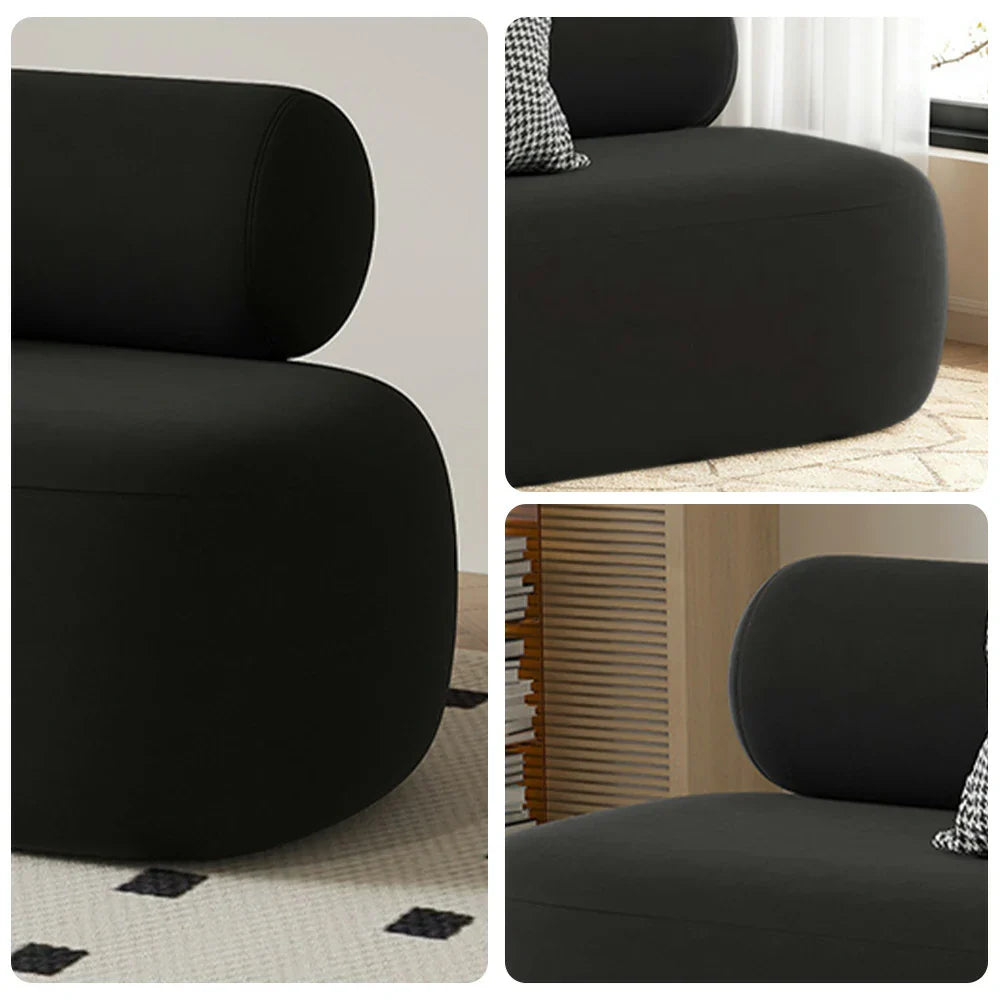 LIVARA 90/120/180cm Design, High-Density Sponge, Sofa Comfort - Ergonomic Soft Velvet Upholstered, Curved Touch, Durable Black
