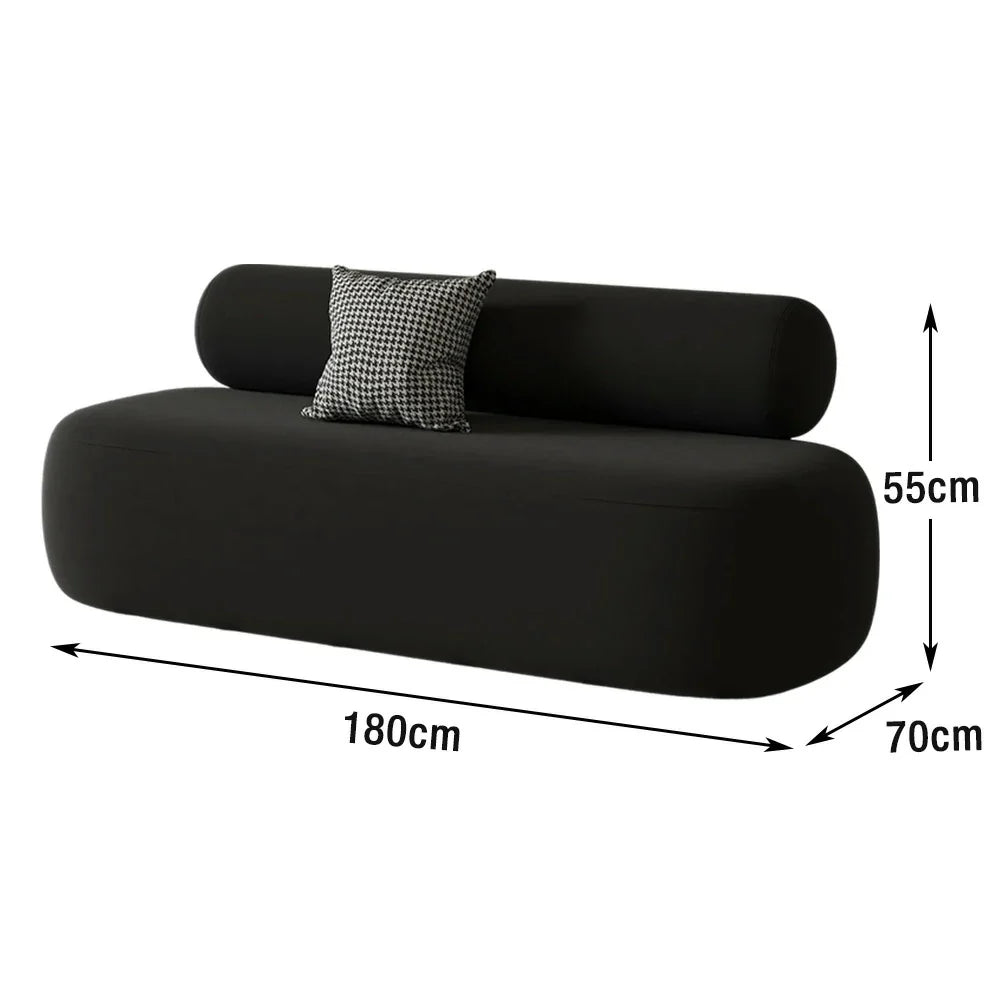 LIVARA 90/120/180cm Design, High-Density Sponge, Sofa Comfort - Ergonomic Soft Velvet Upholstered, Curved Touch, Durable Black