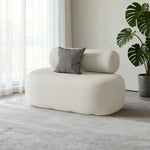 LIVARA 90/120/180cm Touch, Upholstered, - Soft Fleece Design, High-Density Curved Durable Comfort Lamb Ergonomic Sponge, Sofa White