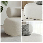 LIVARA 90/120/180cm Touch, Upholstered, - Soft Fleece Design, High-Density Curved Durable Comfort Lamb Ergonomic Sponge, Sofa White