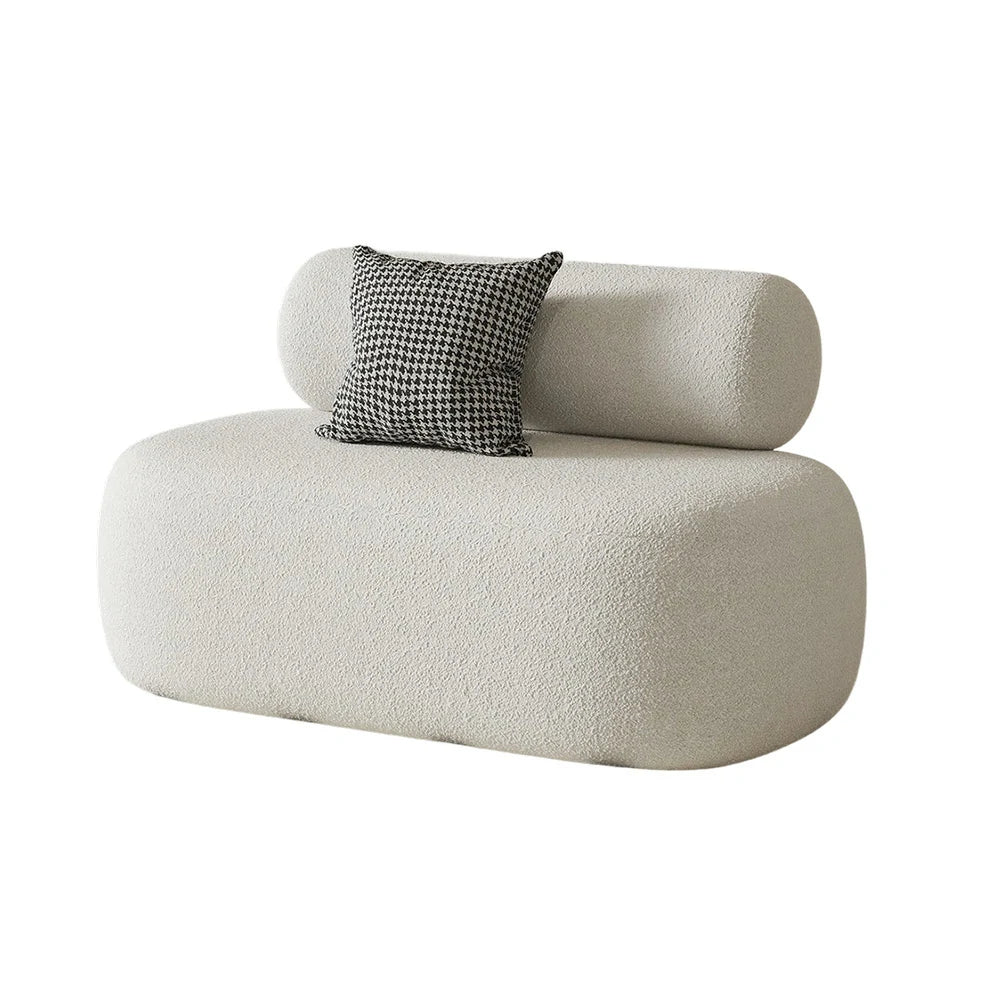LIVARA 90/120/180cm Touch, Upholstered, - Soft Fleece Design, High-Density Curved Durable Comfort Lamb Ergonomic Sponge, Sofa White