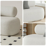 LIVARA 90/120/180cm Touch, Upholstered, - Soft Fleece Design, High-Density Curved Durable Comfort Lamb Ergonomic Sponge, Sofa White