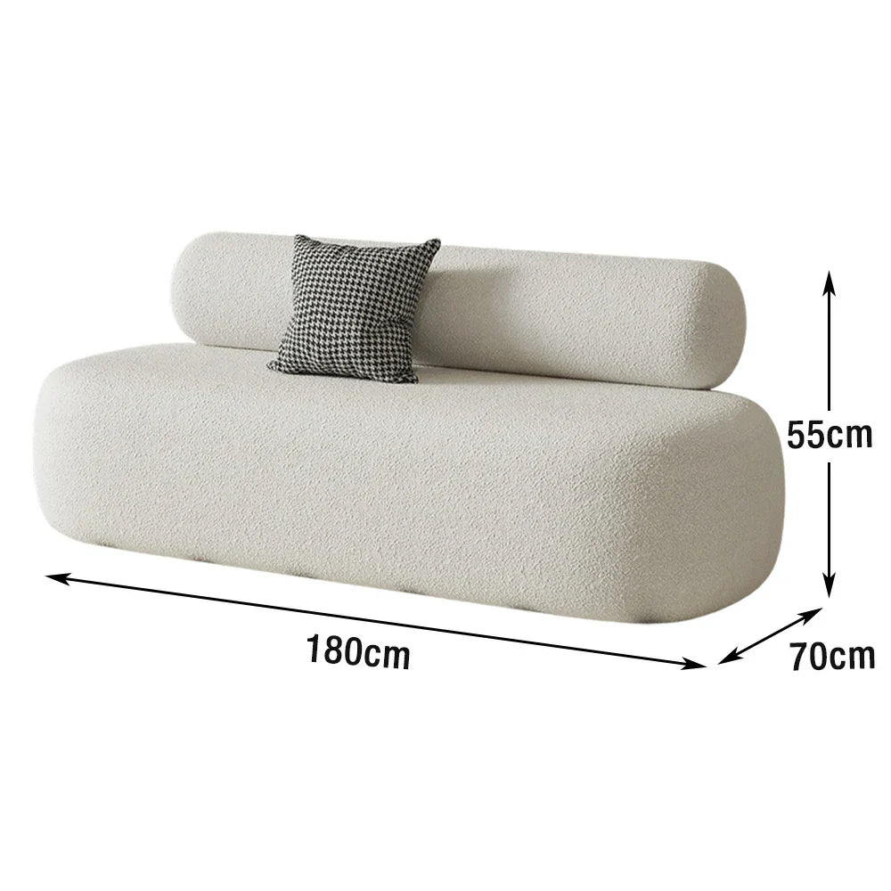 LIVARA 90/120/180cm Touch, Upholstered, - Soft Fleece Design, High-Density Curved Durable Comfort Lamb Ergonomic Sponge, Sofa White
