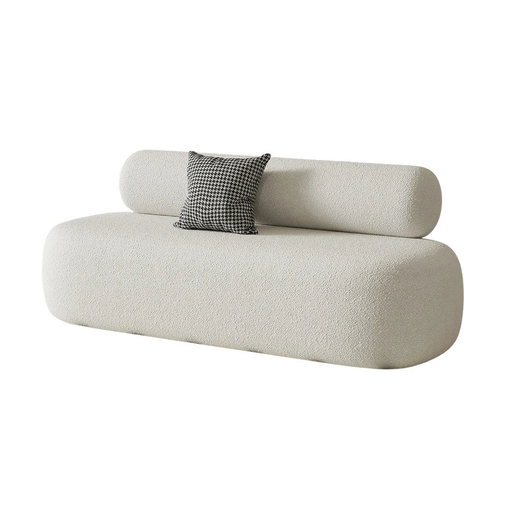 LIVARA 90/120/180cm Touch, Upholstered, - Soft Fleece Design, High-Density Curved Durable Comfort Lamb Ergonomic Sponge, Sofa White