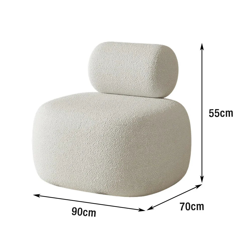 LIVARA 90/120/180cm Touch, Upholstered, - Soft Fleece Design, High-Density Curved Durable Comfort Lamb Ergonomic Sponge, Sofa White
