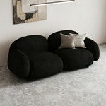 LIVARA 85/145/205cm Soft Fleece - Touch, Sponge, Durable Curved Ergonomic Comfort Sofa Upholstered, High-Density Lamb Design, Black