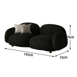LIVARA 85/145/205cm Soft Fleece - Touch, Sponge, Durable Curved Ergonomic Comfort Sofa Upholstered, High-Density Lamb Design, Black