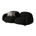 LIVARA 85/145/205cm Soft Fleece - Touch, Sponge, Durable Curved Ergonomic Comfort Sofa Upholstered, High-Density Lamb Design, Black