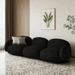 LIVARA 85/145/205cm Soft Fleece - Touch, Sponge, Durable Curved Ergonomic Comfort Sofa Upholstered, High-Density Lamb Design, Black