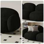 LIVARA 85/145/205cm Soft Fleece - Touch, Sponge, Durable Curved Ergonomic Comfort Sofa Upholstered, High-Density Lamb Design, Black