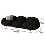 LIVARA 85/145/205cm Soft Fleece - Touch, Sponge, Durable Curved Ergonomic Comfort Sofa Upholstered, High-Density Lamb Design, Black