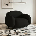 LIVARA 85/145/205cm Soft Fleece - Touch, Sponge, Durable Curved Ergonomic Comfort Sofa Upholstered, High-Density Lamb Design, Black