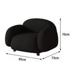 LIVARA 85/145/205cm Soft Fleece - Touch, Sponge, Durable Curved Ergonomic Comfort Sofa Upholstered, High-Density Lamb Design, Black