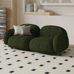 LIVARA 85/145/205cm Soft Fleece Sponge, Touch, Design, Upholstered, - Curved Sofa Ergonomic Durable Comfort High-Density Lamb Green