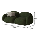 LIVARA 85/145/205cm Soft Fleece Sponge, Touch, Design, Upholstered, - Curved Sofa Ergonomic Durable Comfort High-Density Lamb Green