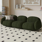 LIVARA 85/145/205cm Soft Fleece Sponge, Touch, Design, Upholstered, - Curved Sofa Ergonomic Durable Comfort High-Density Lamb Green