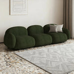 LIVARA 85/145/205cm Soft Fleece Sponge, Touch, Design, Upholstered, - Curved Sofa Ergonomic Durable Comfort High-Density Lamb Green