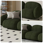 LIVARA 85/145/205cm Soft Fleece Sponge, Touch, Design, Upholstered, - Curved Sofa Ergonomic Durable Comfort High-Density Lamb Green