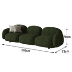 LIVARA 85/145/205cm Soft Fleece Sponge, Touch, Design, Upholstered, - Curved Sofa Ergonomic Durable Comfort High-Density Lamb Green