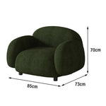 LIVARA 85/145/205cm Soft Fleece Sponge, Touch, Design, Upholstered, - Curved Sofa Ergonomic Durable Comfort High-Density Lamb Green