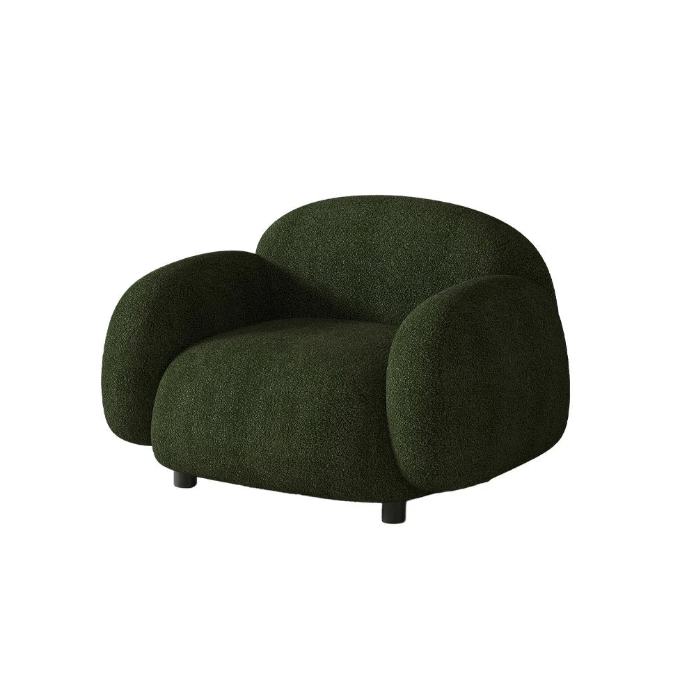 LIVARA 85/145/205cm Soft Fleece Sponge, Touch, Design, Upholstered, - Curved Sofa Ergonomic Durable Comfort High-Density Lamb Green