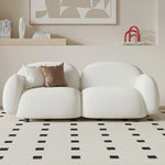 LIVARA 85/145/205cm Sponge, Curved Comfort Sofa Soft Ergonomic - Design, High-Density Fleece Durable Touch, Lamb Upholstered, White