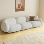 LIVARA 85/145/205cm Sponge, Curved Comfort Sofa Soft Ergonomic - Design, High-Density Fleece Durable Touch, Lamb Upholstered, White