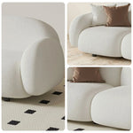 LIVARA 85/145/205cm Sponge, Curved Comfort Sofa Soft Ergonomic - Design, High-Density Fleece Durable Touch, Lamb Upholstered, White